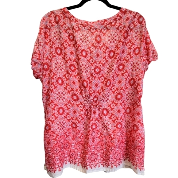 EDDIE BAUER XXL 100% Cotton Geometric Short Sleeve Blouse - Picture 2 of 7